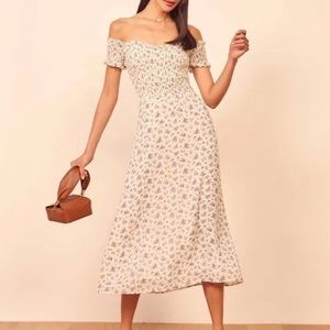 Reformation Midi Floral Blue & White Dress
